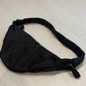 Black Croissant large Leather Sling Bag